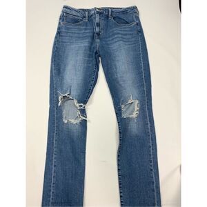 Levi's Women's 721 High Rise Skinny Distressed Cotton Jeans Blue Washed Size 31